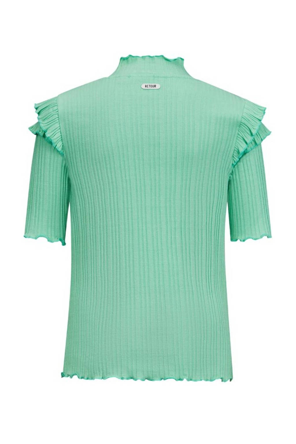 Retour Jeans top Yass met ruches mintgroen