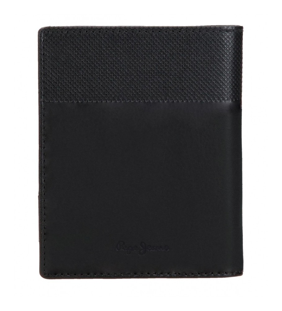 Carteira vertical de couro preta Pepe Jeans Topper