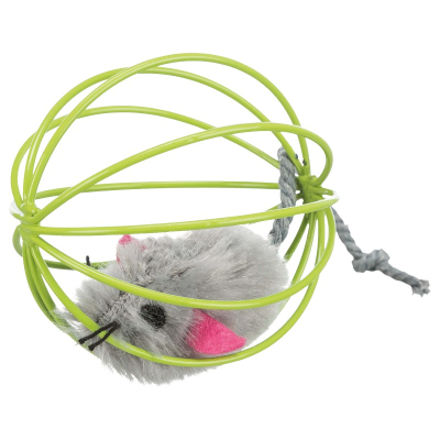 Trixie Plüschmaus im Gitterball D=6cm