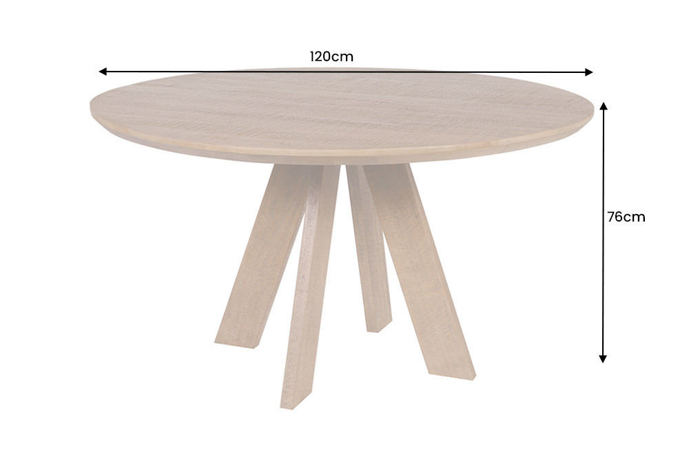 Runder Esstisch ART WOOD 120cm braun massiv Mangoholz