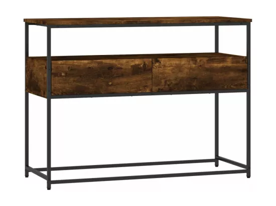 Table console chêne fumé 100x40x75 cm bois d'ingénierie