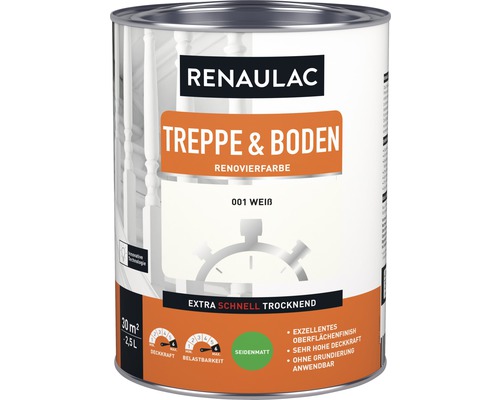 RENAULAC houtlak voor trappen en vloeren, satijnwit, 2,5 L