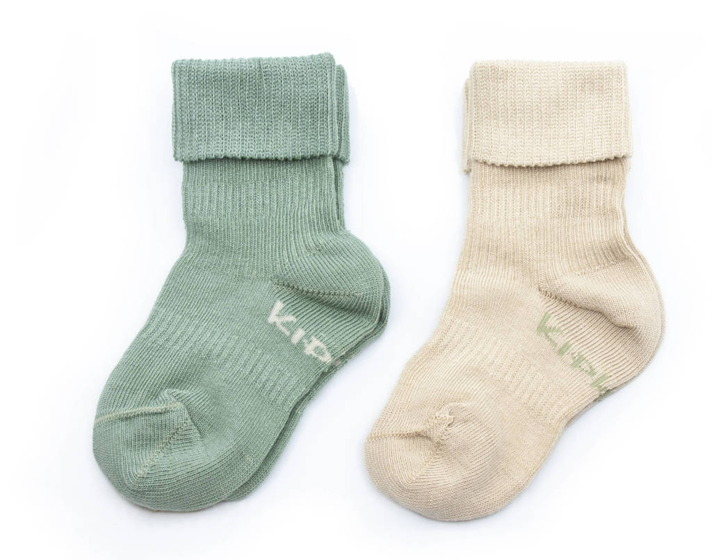 blijf-sokjes 12-18 mnd - set van 2 calming green/beige