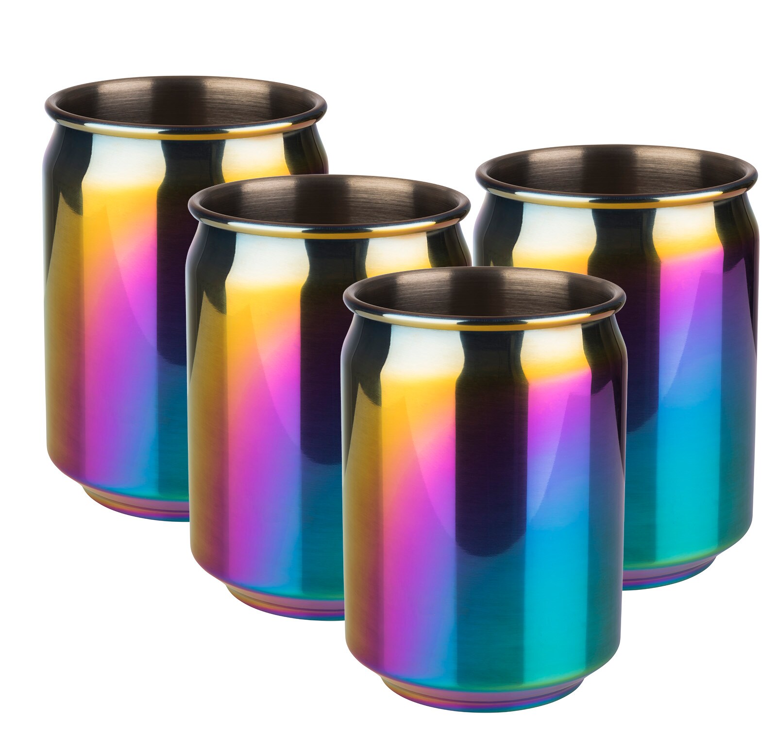 APS 4er Set Cocktail Becher 350 ml Regenbogen-Look, Edelstahl