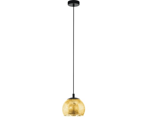 Hanglamp, 1-lichts, HxØ 110x19 cm, zwart/goud
