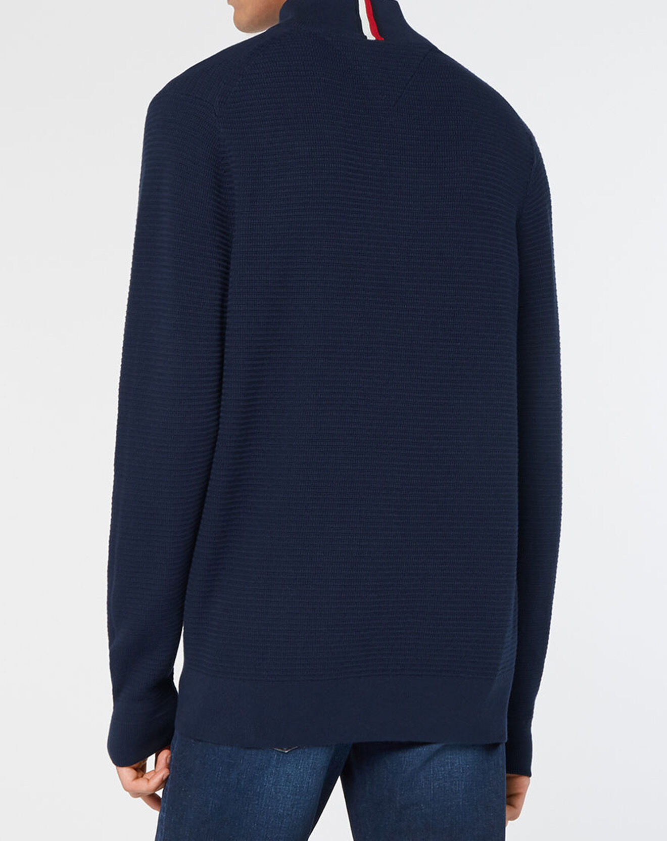 Tommy Hilfiger Pull 100% Coton Bio Structure bleu marine