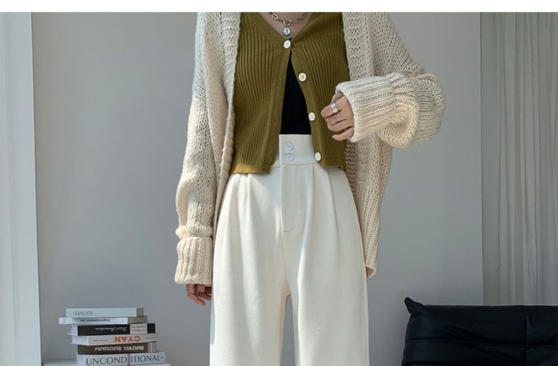 Dragan Pulse - Hoge taille effen corduroy broek met wijde pijpen