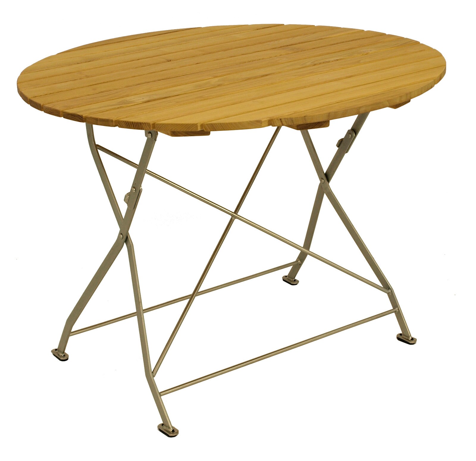 DEGAMO Kurgarten - Garnitur BAD TÖLZ 5-teilig (4x Stuhl, 1x Tisch 100cm rund), Flachstahl verzinkt + Robinie, klappbar