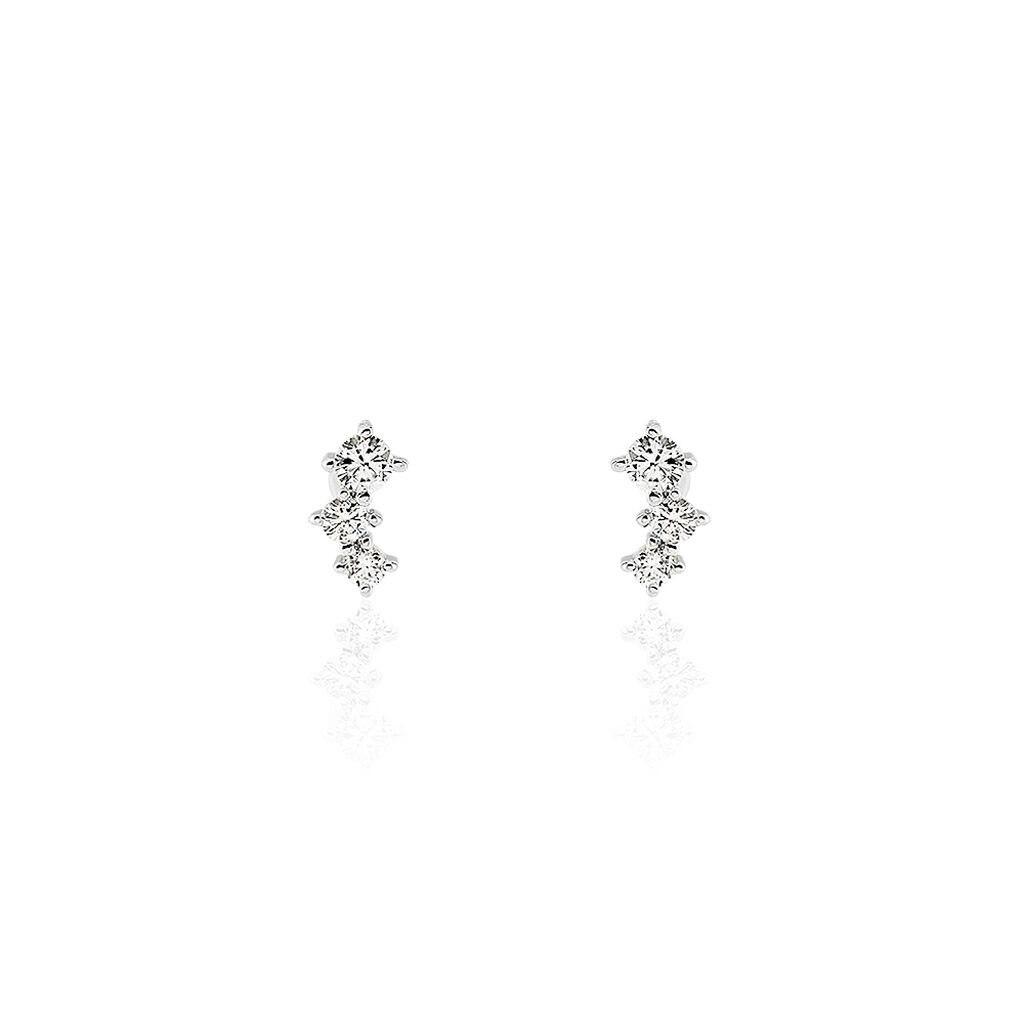 Boucles D'oreilles Puces Kyoto Or Blanc Oxyde De Zirconium