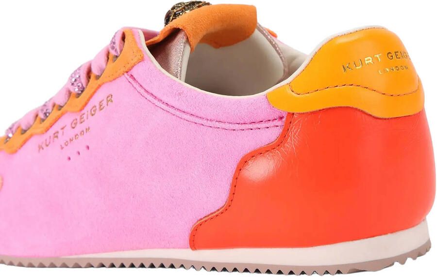 Kurt Geiger Islington suède sneakers met strass roze oranje