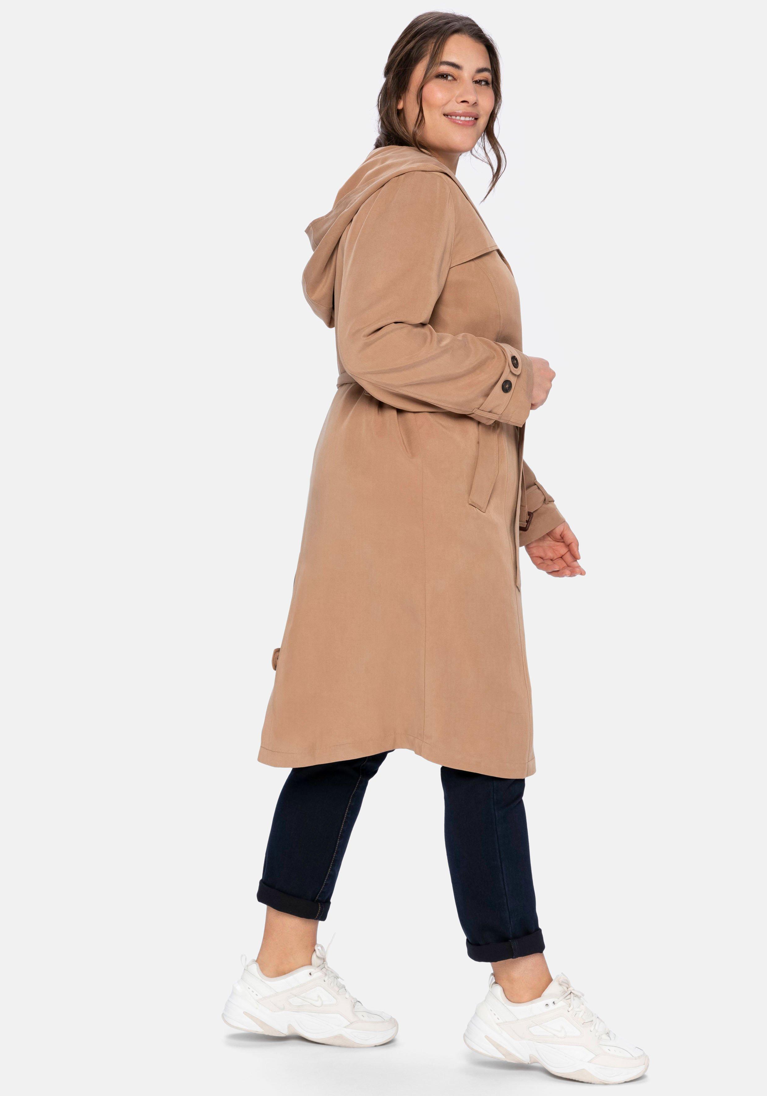 Trenchcoat mit Kapuze, aus TENCEL™ Lyocell