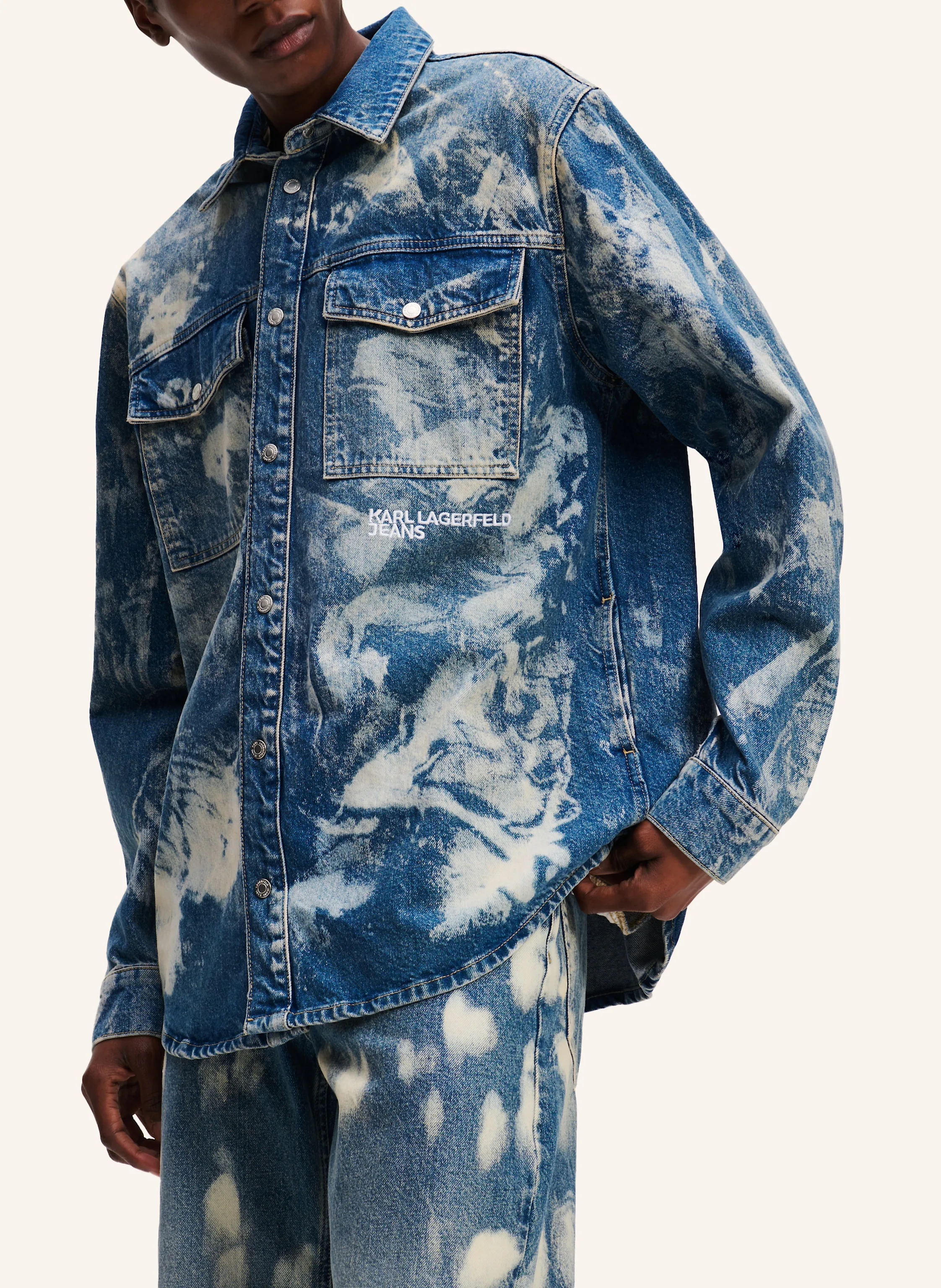 KARL LAGERFELD JEANS BLEACHED DENIM OVERSHIRT