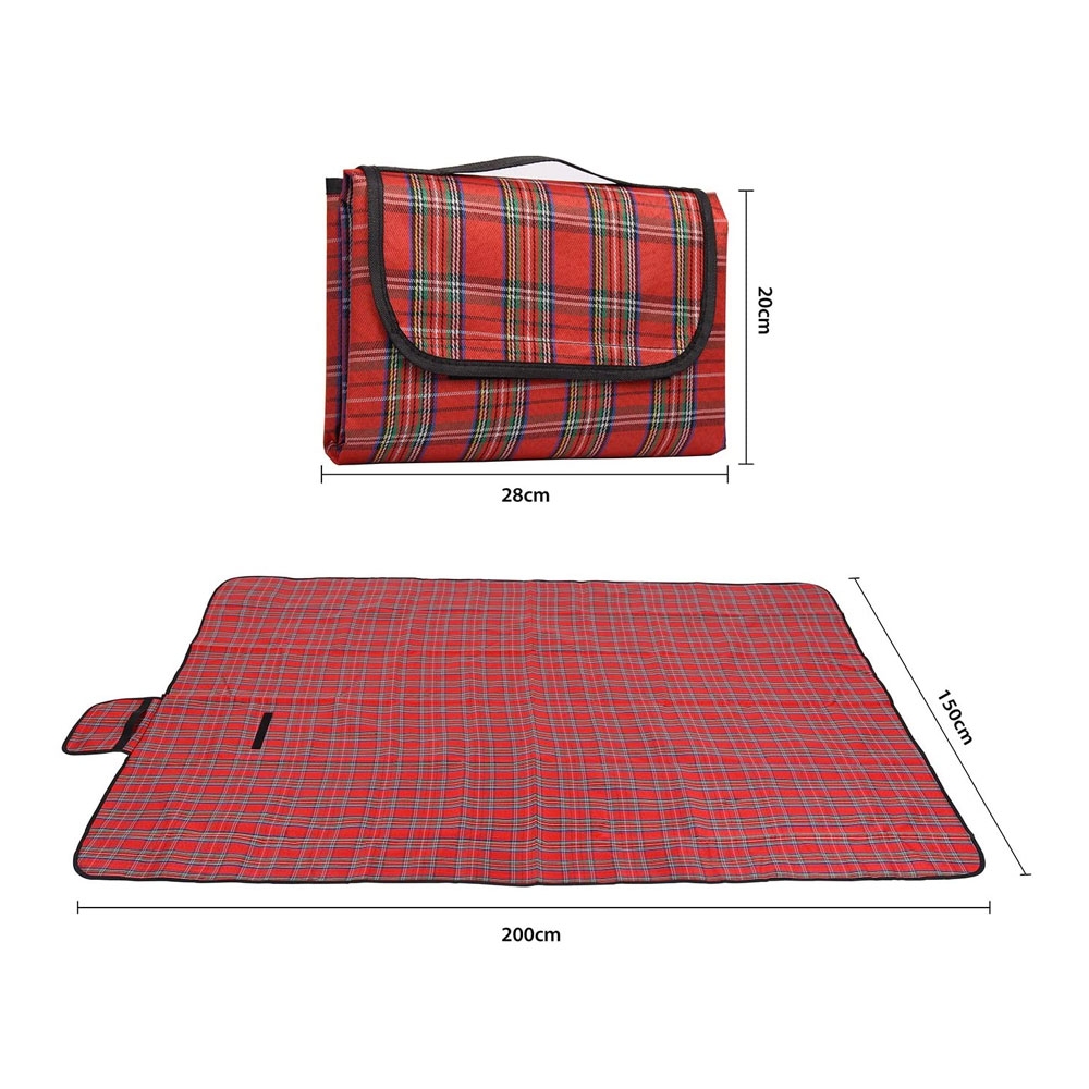 (200x150cm) Wasserfeste Outdoor Picknick Decke mit Tragegriff - Rot