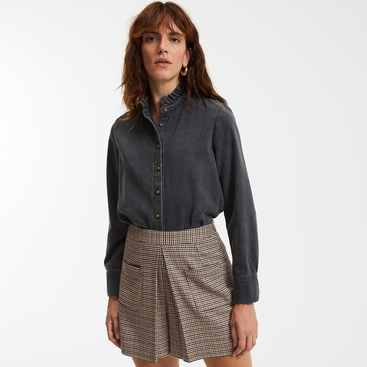 COLEÇÃO LA REDOUTE<br>Camisa com gola vitoriana e mangas compridas