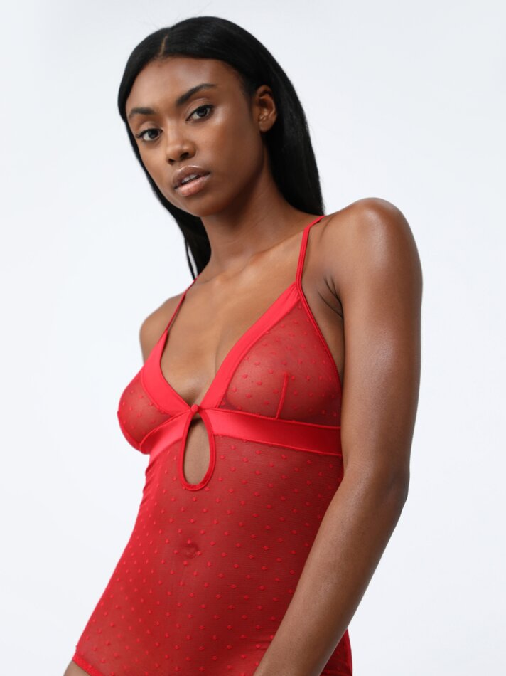 Body de tule - Vermelho