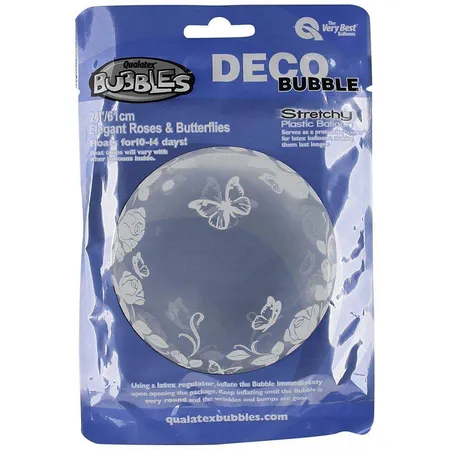Qualatex Bubble Ballon Elegante Rosen und Schmetterlinge 1 Stück