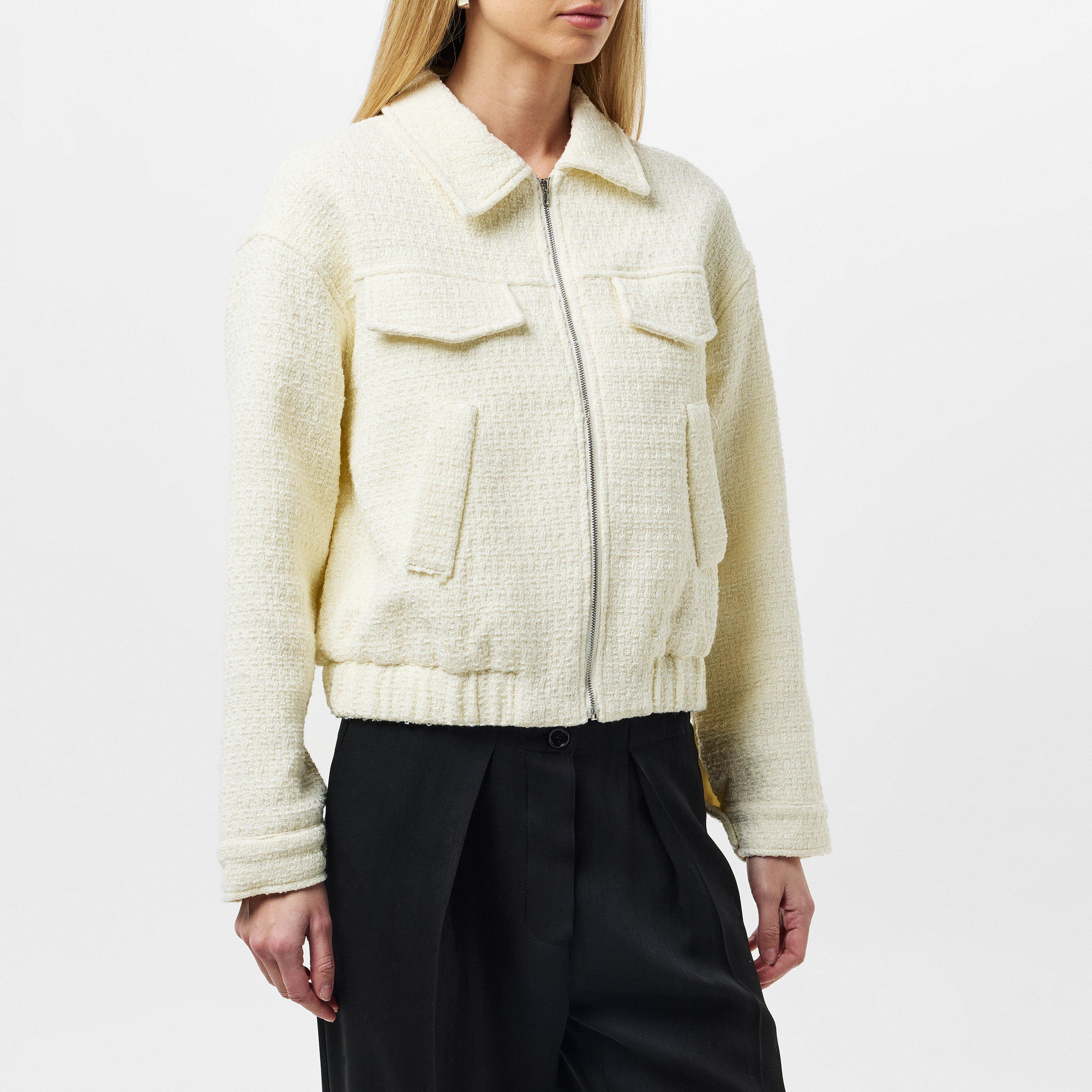 Missy Empire ME Boucle Textured Bomber Jacket