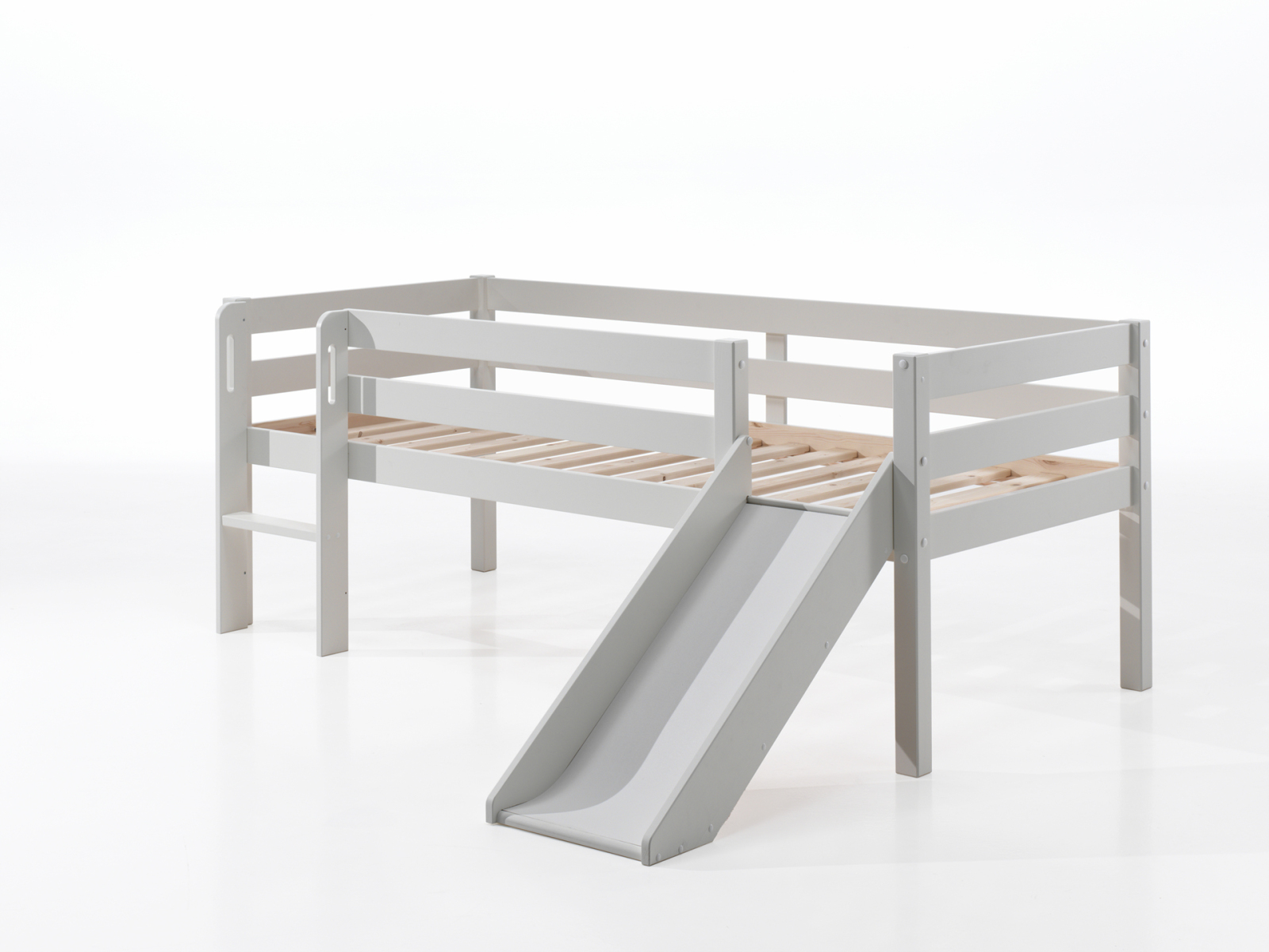 Kojen-Spielbett - weiß - Leiter - Rutsche - 90x200 cm