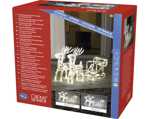 Konstsmide LED-acryl slee lichtfiguur met rendier, 96 LED's, warm wit licht