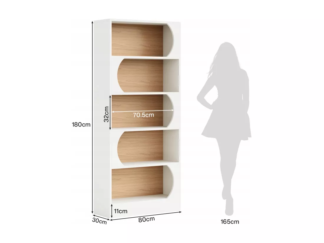 Tribesigns Bibliothèque à 5 Niveaux, 180CM Étagères de Rangement, Grande Bibliothèque Cubique Ouverte, Étagères d'Affichage en Bois pour Chambre à Coucher, Salon, Bureau, Blanc et Noyer