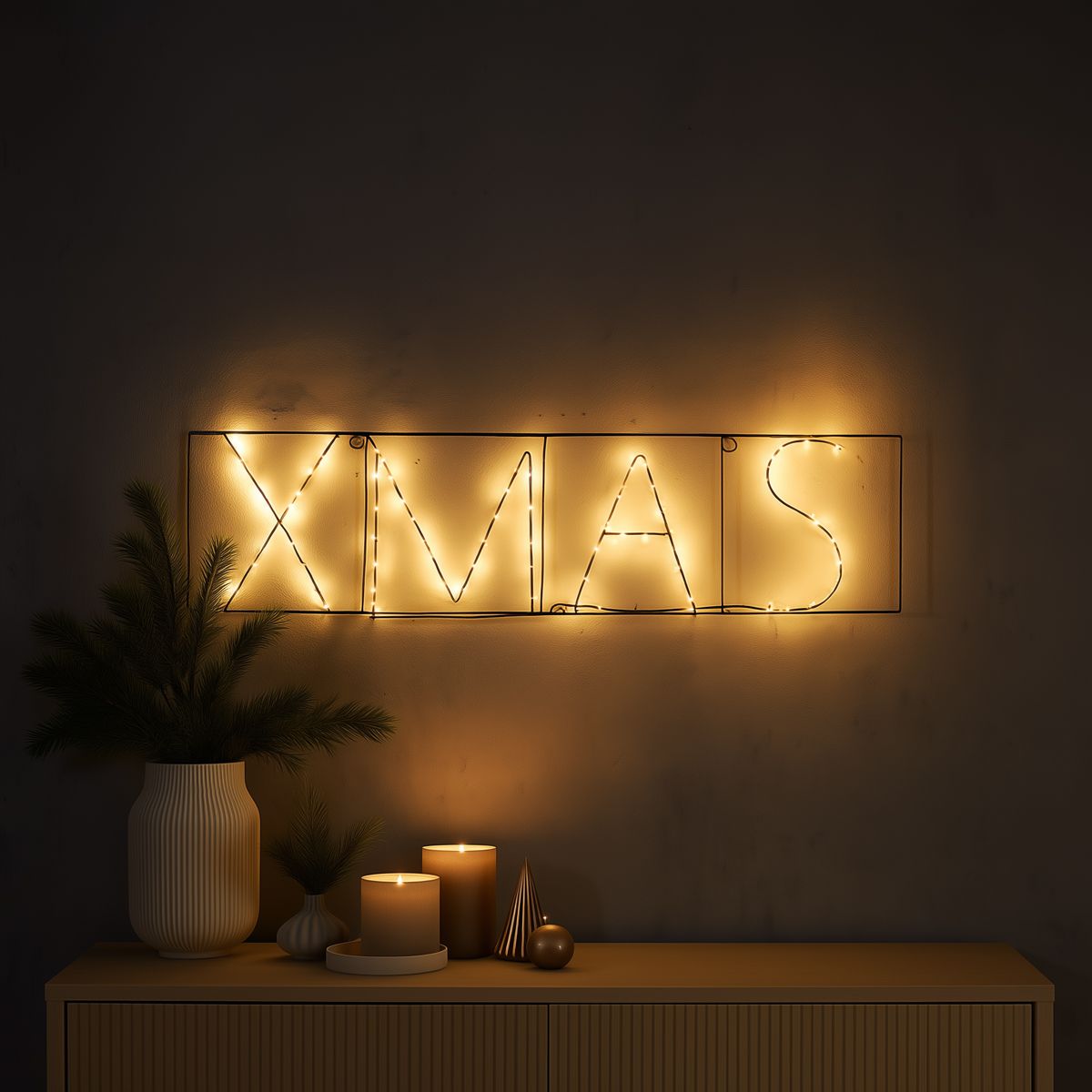 Kerst wandlamp zwart XMAS incl. LED met timer IP44 - Yoro