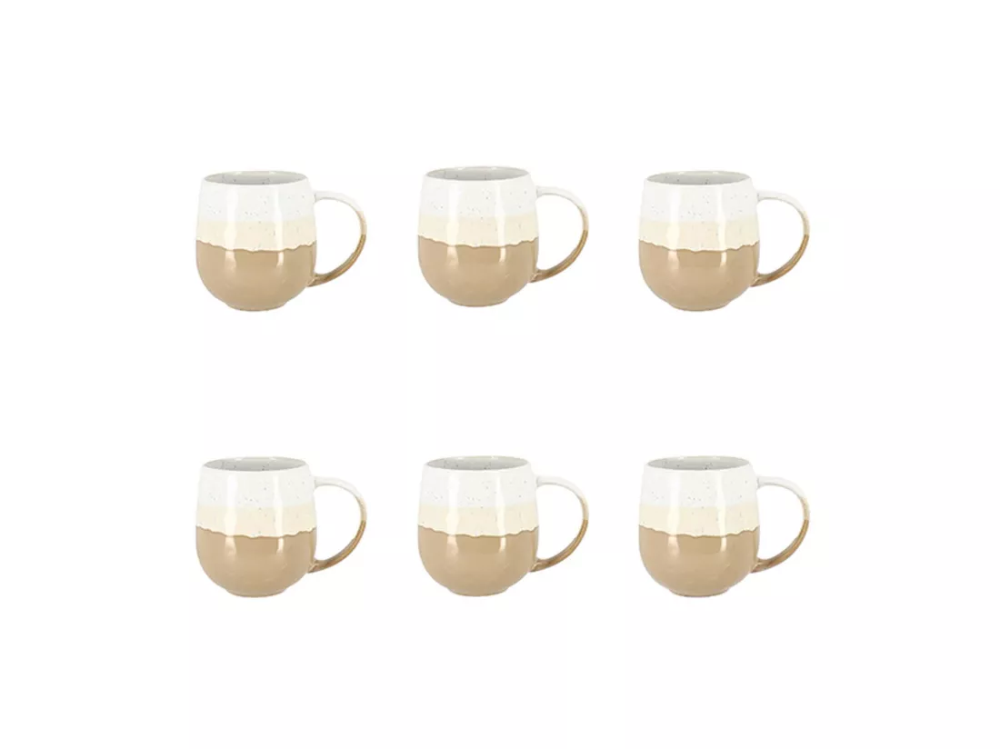 Novastyl - Lot 6 Mugs Riga Beige 44cl En Gres