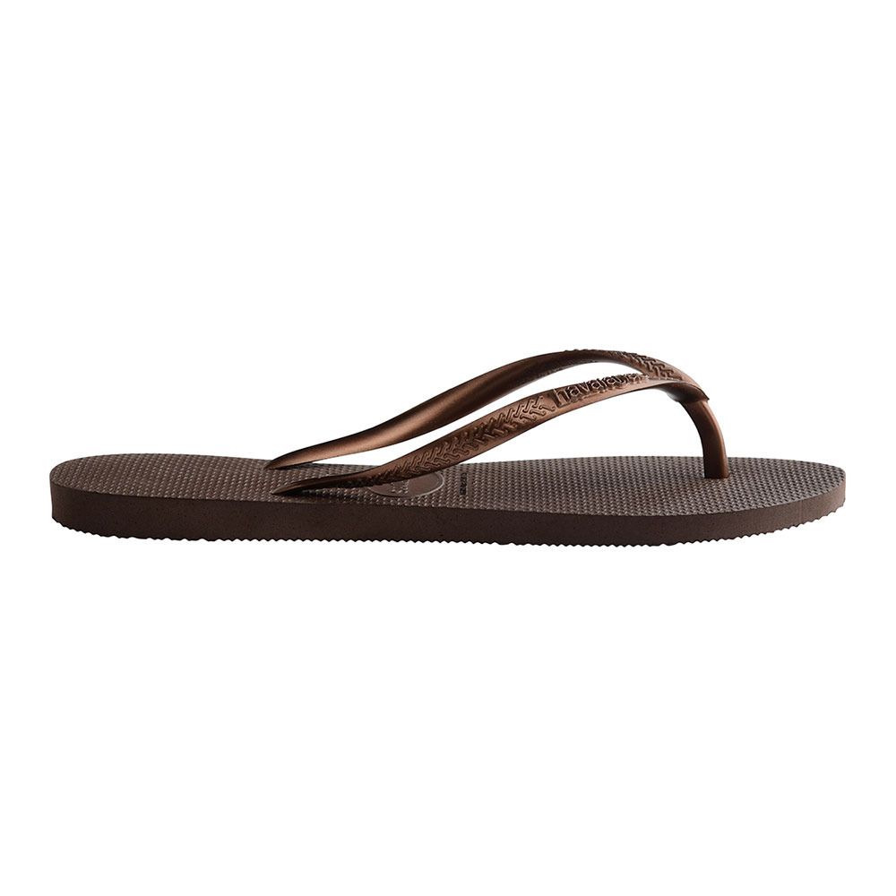 Havaianas SLIM - Tongs Femme dark brown/metal acoused