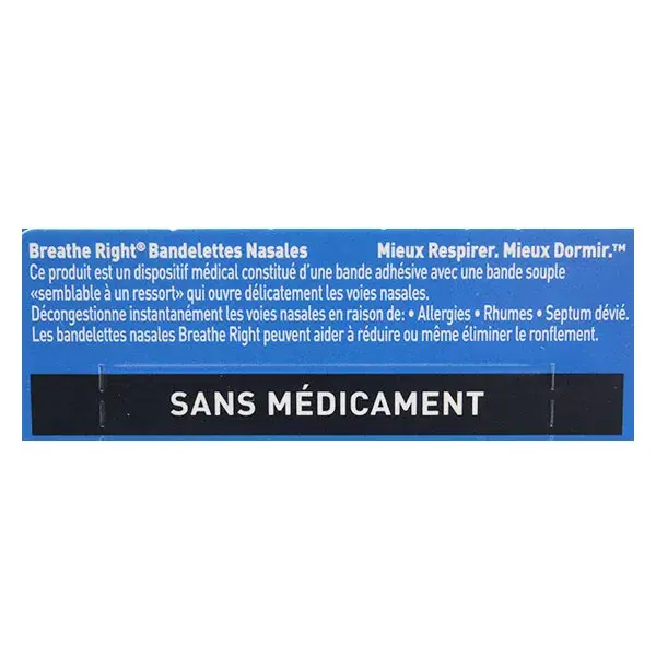 Breathe Right Bandelettes Nasales Original Large Nez Congestionné 10 unités
