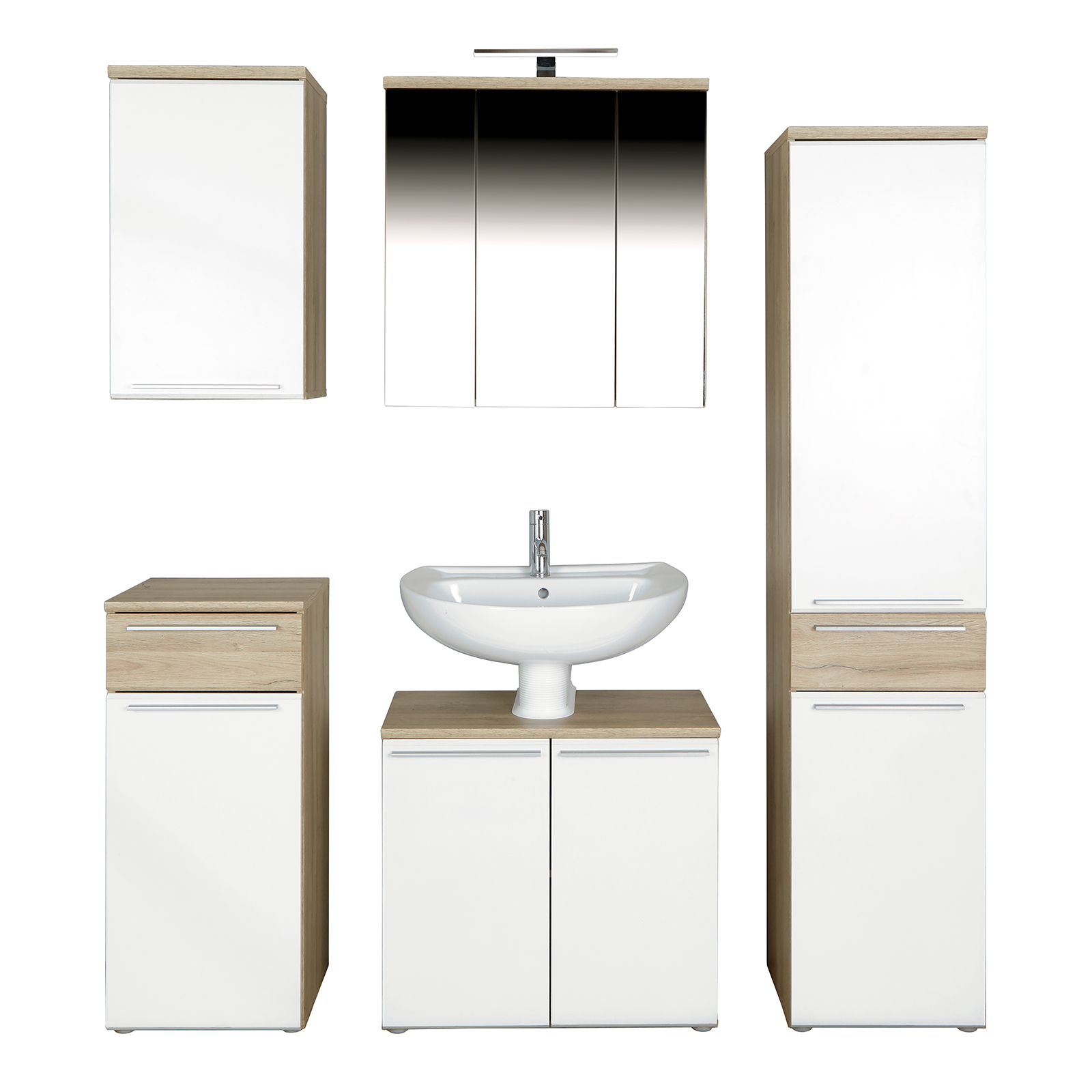 Hochschrank - Bianco Eiche-weiß - 185 cm hoch