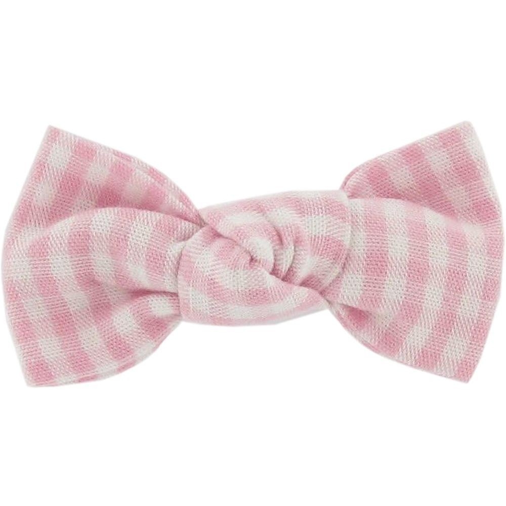 Barrette Petit Noeud Vichy Rose