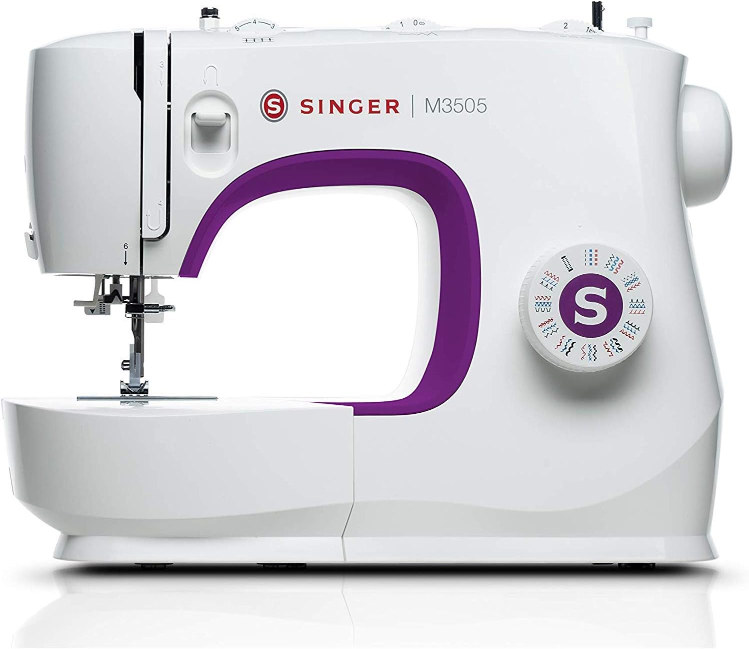 Singer M3505 Machine à Coudre Professionnelle avec 34 Points, Utilitaires, élastiques, décoratifs, Coud Tous Les Tissus, Facile pour Débutants, Couture Créative, Electrique, Portable, Domestique