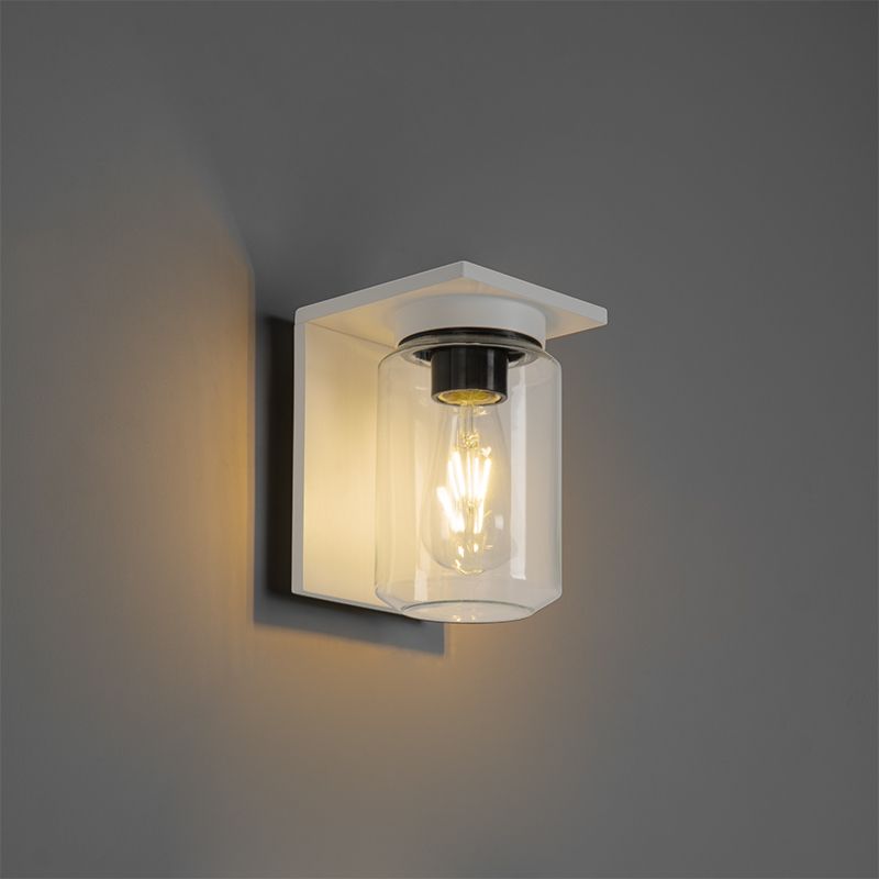 Moderne wandlamp wit met helde glas IP54 - Marshall