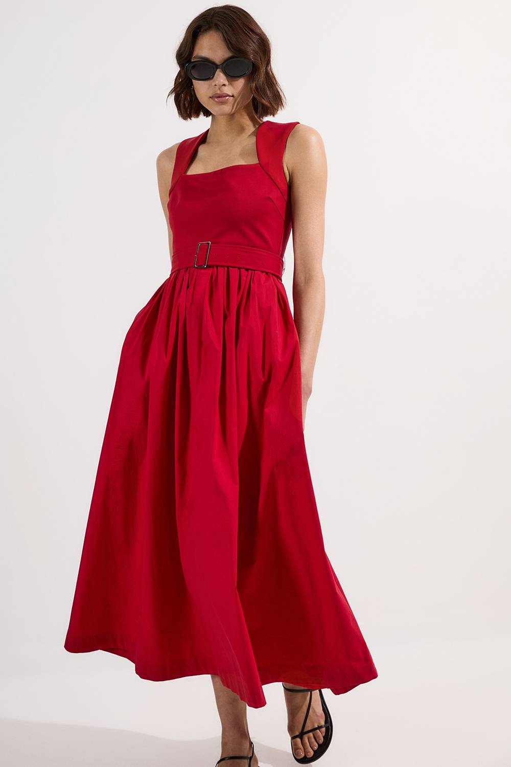 KarenMillen Robe maxi en mélange de coton jersey à encolure dégagée