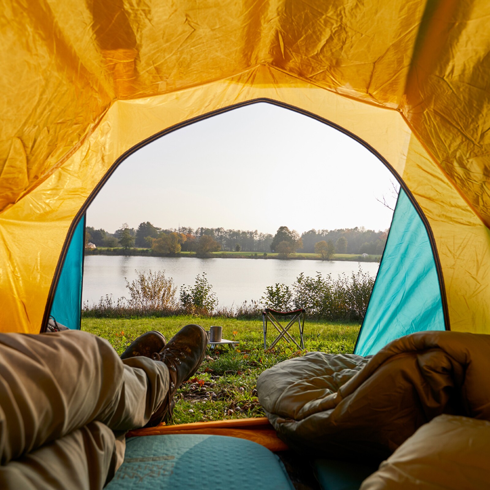 GRAND CANYON Tunelzelt Robson 2 Personen Zelt Familien Camping Leicht Vorraum Farbe: Blue Grass