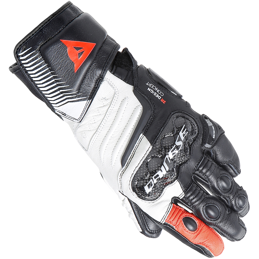 Dainese - Gants femme Carbon 4 Long Lady Noir / Blanc / Rouge fluo