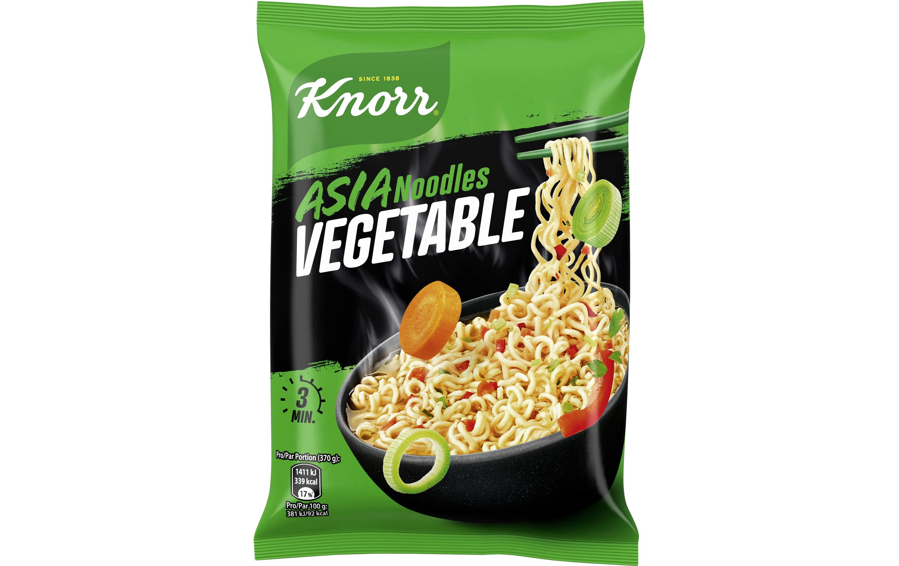 Asia Instant Noodles Gemüse 70 gDie KNORR Asia Noodles Vegetable Beutel 1 Portion sind der ideale Snack für zwischendurch