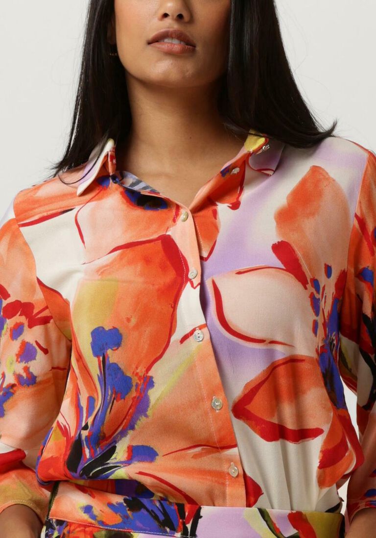 JANSEN AMSTERDAM oranje jansen amsterdam blouse wbf773 woven print blouse 3/4 sleeve