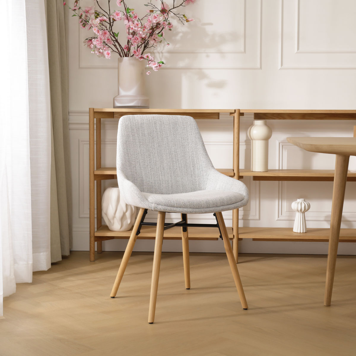 Eetkamerstoel Nena-Isa grijs beige gemêleerd - naturel