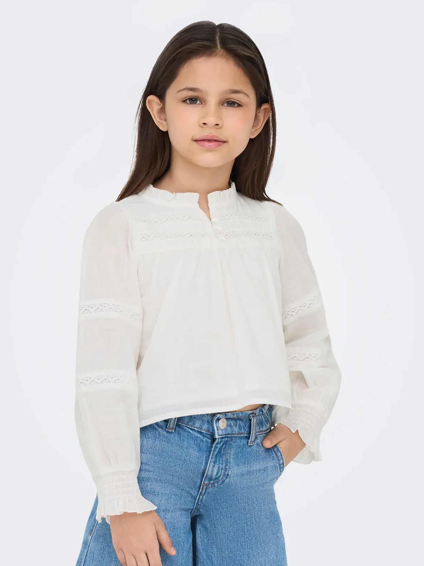 Esther Long Sleeve Ladder Tape Top Woven