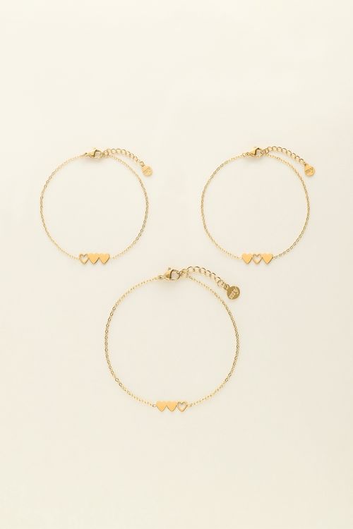 Moeder & mini armband met drie hartjes