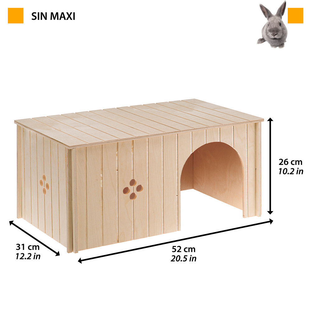 Ferplast maison lapin, accessoire pour cage lapin, avec toit plat et trous d'aération, en kit de montage, 52 x 31 x h 26 cm, sin
