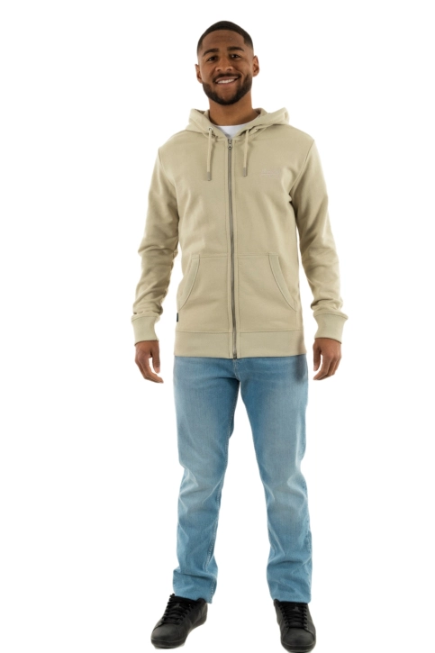 Sweat superdry essential logo zip 1lc light stone beige