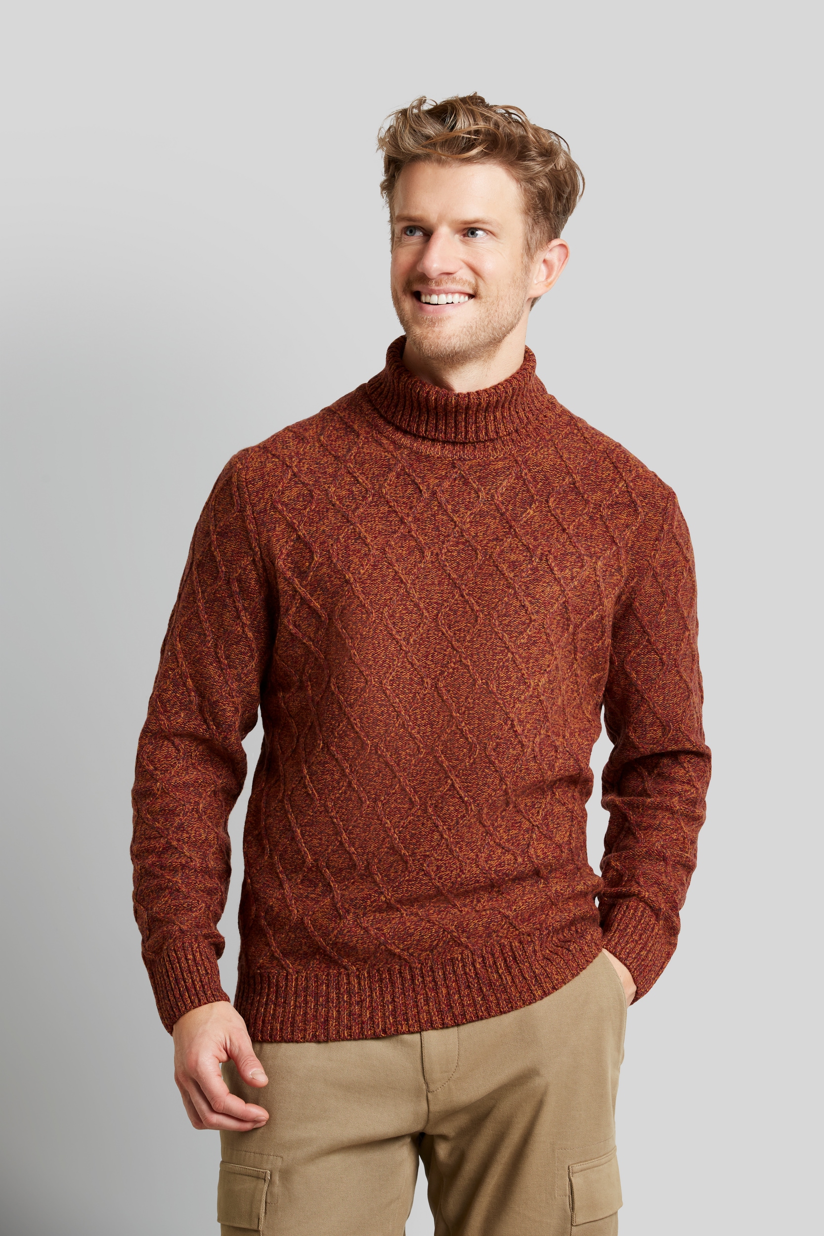 bugatti Rollkragenpullover , mit 3-D-Rautenmuster