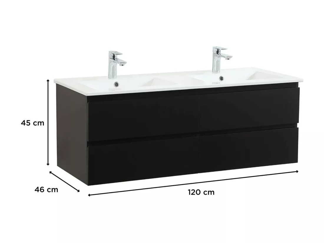 Meuble double vasque noir carbone 120cm