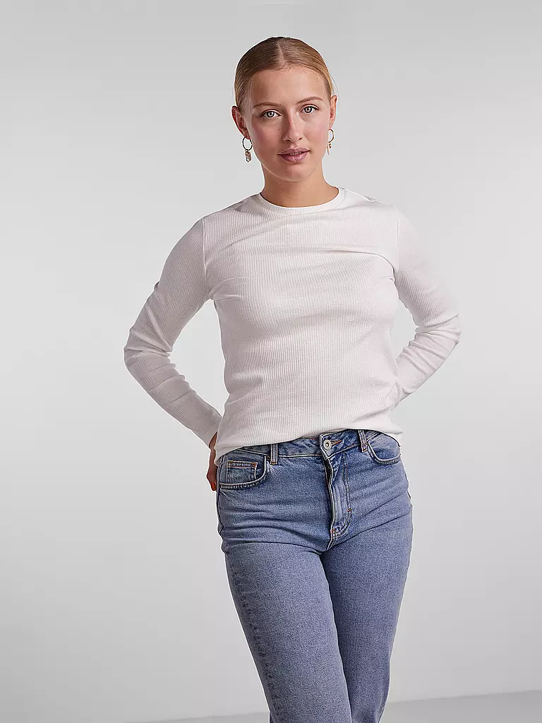 PIECES Langarmshirt PCRUKA creme