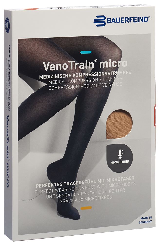 Bauerfeind VenoTrain Micro KKL2 AG<br>1 Paar, S, normal/short offene Fussspitze Spitzenhaftband creme