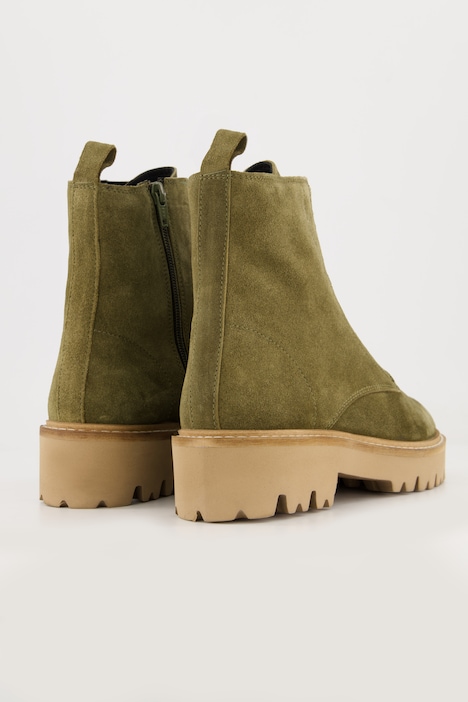 Leder-Boots, Elastikbänder, Zipper, Weite H