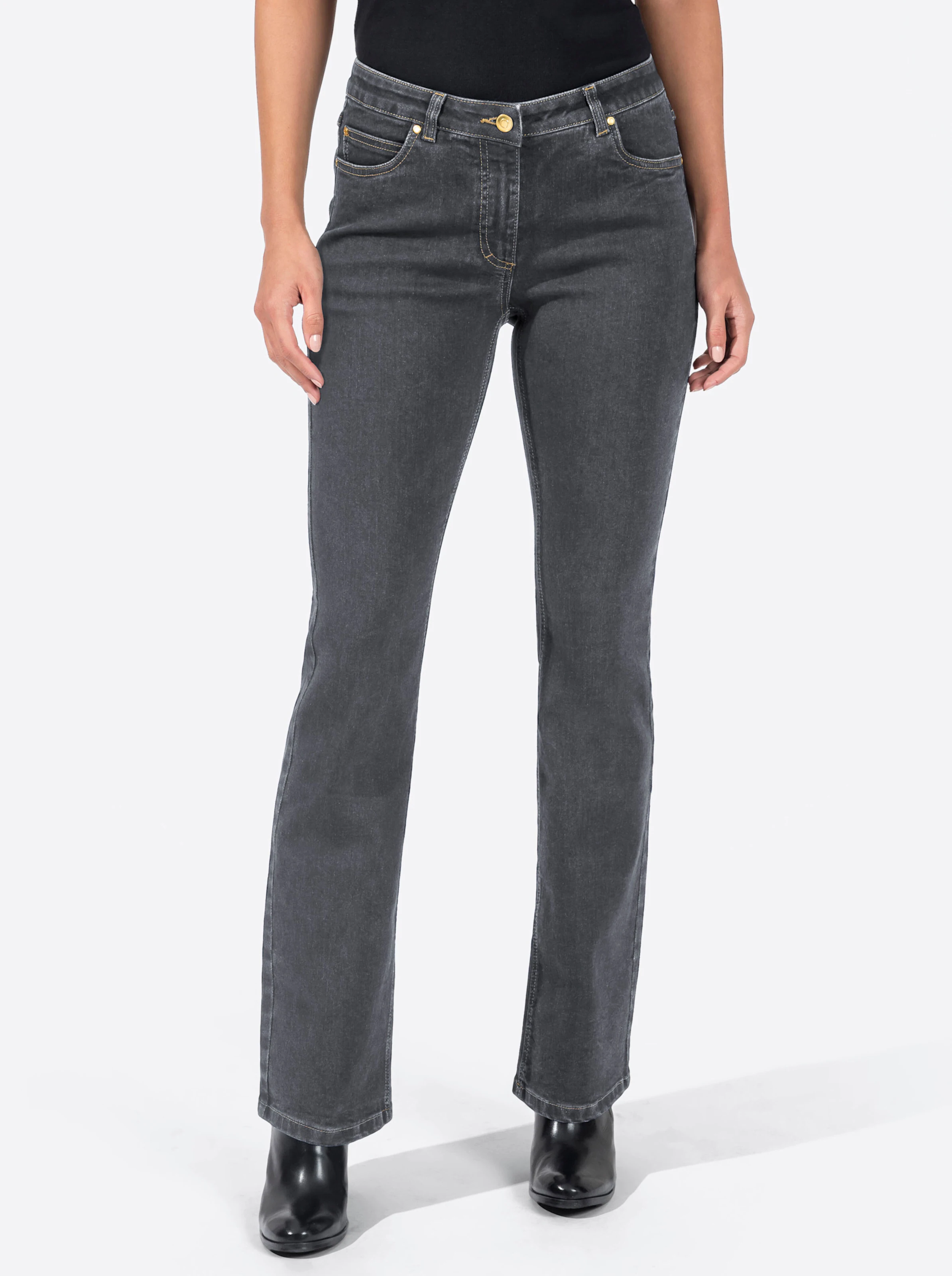 Bootcut-Jeans in stone-grey-denim