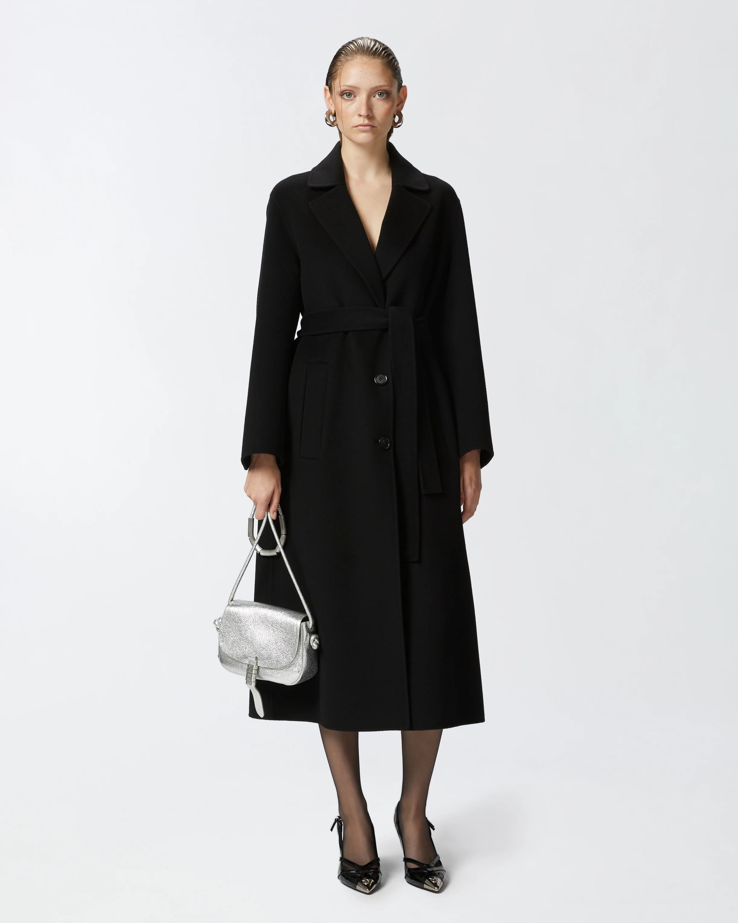 Manteau long ceinturé | Noir