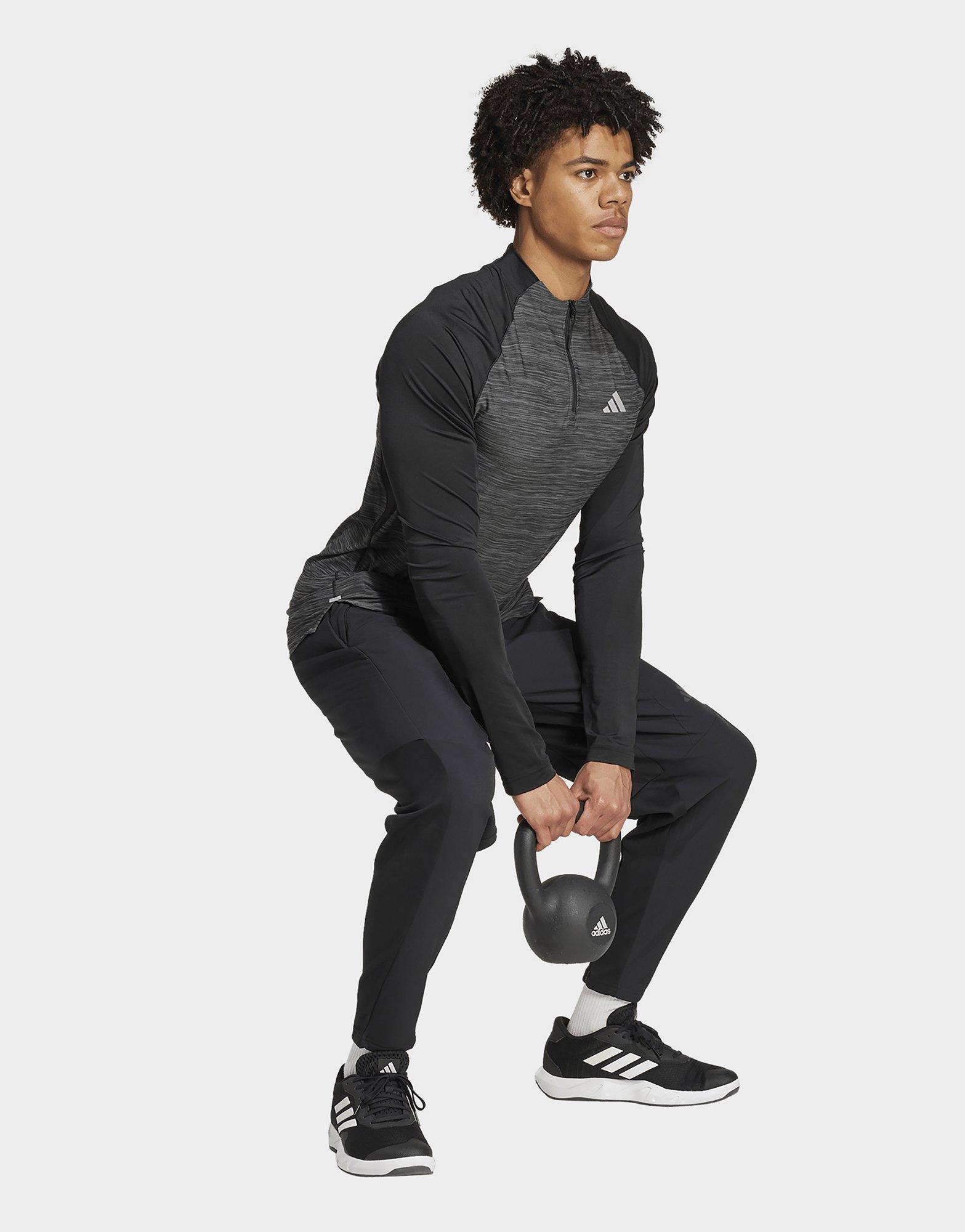 adidas T-shirt de training manches longues zip 1/4 3 bandes Gym +